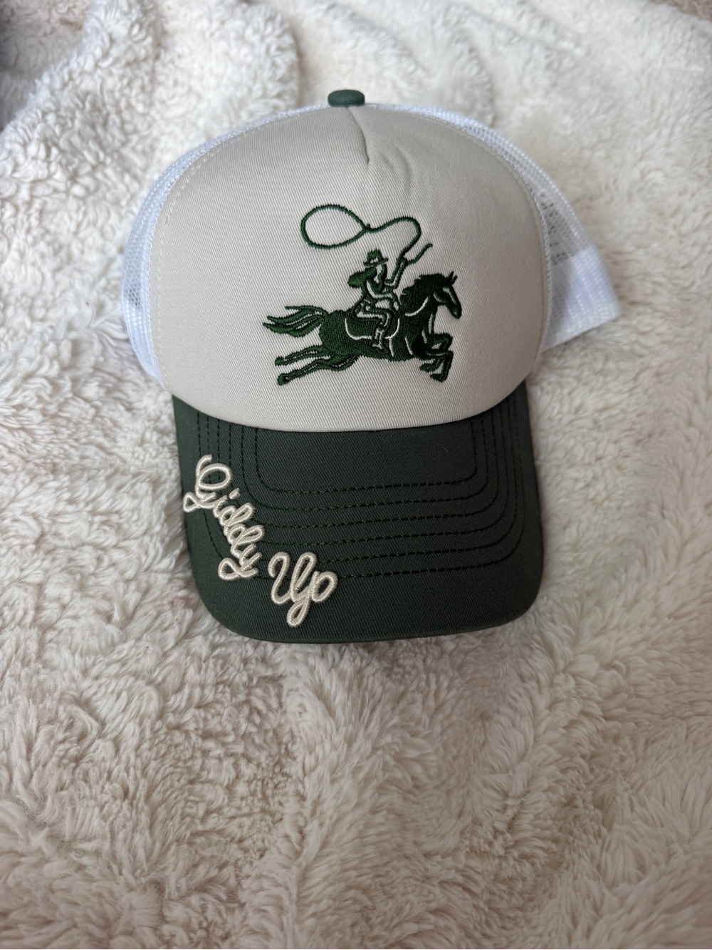 Green & Cream Rodeo Trucker Hat from Free People